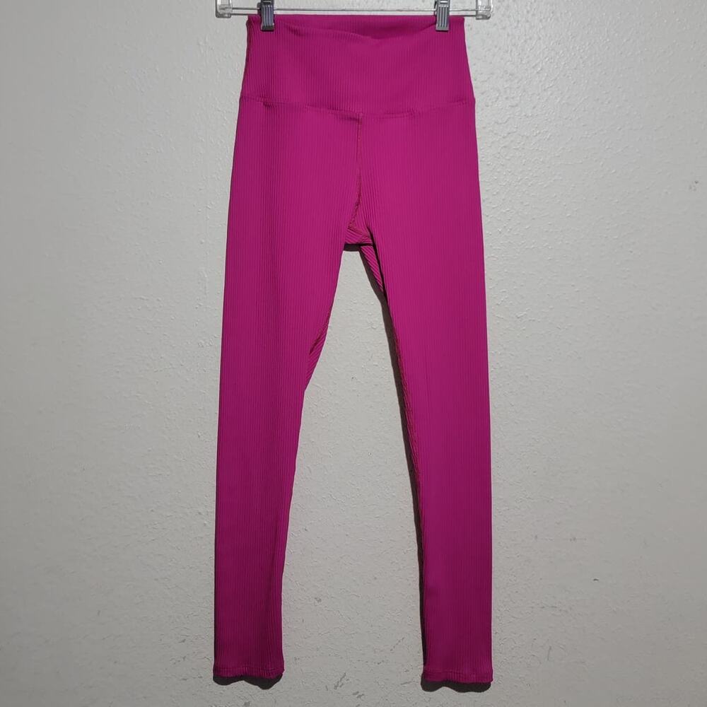 CARBON38 Ribbed 7/8 Legging Neon Pink Women Small Athleisure Gym Yoga Lounge